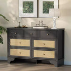 Commode de chambre à 7 tiroirs, Commode double à 7 tiroirs, Commode en bois de 120 cm de large