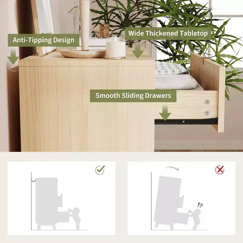 Commodes à 4 tiroirs, Commodes de rangement modernes à rainures, Commode en bois