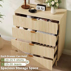 Commodes à 4 tiroirs, Commodes de rangement modernes à rainures, Commode en bois