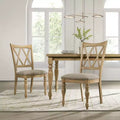 Roundhill Furniture Verta Solid Wood Cross-back Dining Chairs, Set of 2, Light Oak Finish