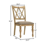 Roundhill Furniture Chaises de salle à manger Verta en bois massif à dossier croisé, lot de 2, finition chêne clair