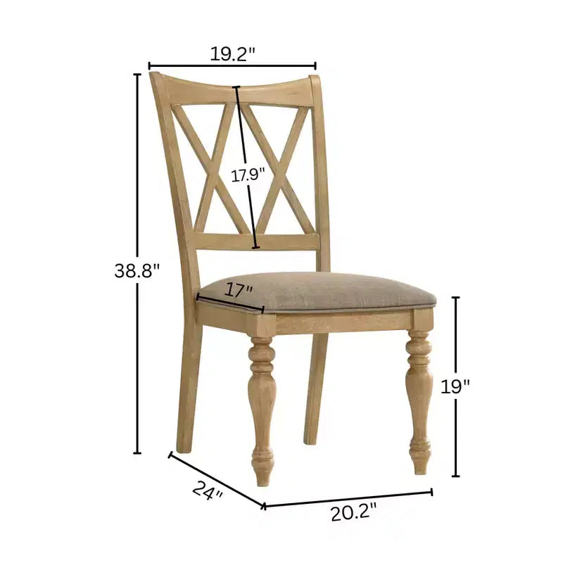 Roundhill Furniture Chaises de salle à manger Verta en bois massif à dossier croisé, lot de 2, finition chêne clair