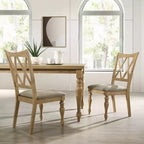 Roundhill Furniture Chaises de salle à manger Verta en bois massif à dossier croisé, lot de 2, finition chêne clair