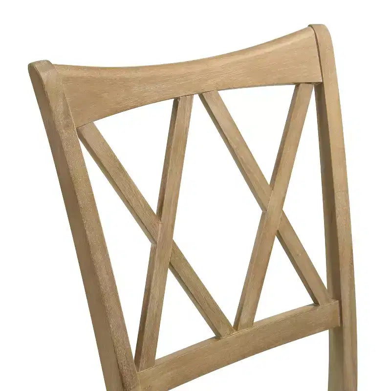 Roundhill Furniture Chaises de salle à manger Verta en bois massif à dossier croisé, lot de 2, finition chêne clair