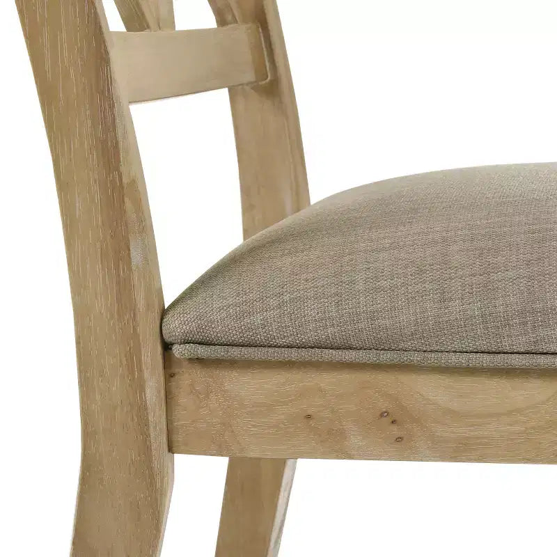 Roundhill Furniture Chaises de salle à manger Verta en bois massif à dossier croisé, lot de 2, finition chêne clair
