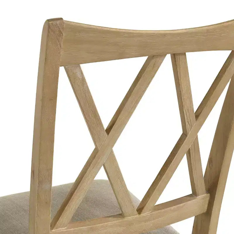 Roundhill Furniture Chaises de salle à manger Verta en bois massif à dossier croisé, lot de 2, finition chêne clair