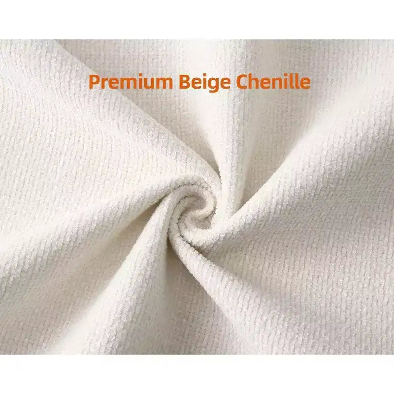 Canapé 3 places moderne et confortable de 198 cm avec 2 oreillers – Divan douillet en chenille pour salon d'appartement, beige