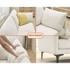 Canapé 3 places moderne et confortable de 198 cm avec 2 oreillers – Divan douillet en chenille pour salon d'appartement, beige