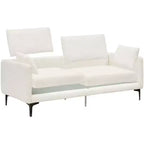 Canapé 3 places moderne et confortable de 198 cm avec 2 oreillers – Divan douillet en chenille pour salon d'appartement, beige