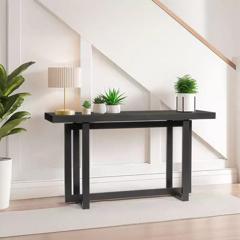 Karl Home | Console noire rectangulaire en bois massif de 59 po