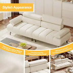 Canapé 3 places GustoWave, accoudoirs et appui-tête réglables sur 6 niveaux, canapés modernes en cuir PU avec deux canapés indépendants, beige