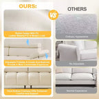 Canapé 3 places GustoWave, accoudoirs et appui-tête réglables sur 6 niveaux, canapés modernes en cuir PU avec deux canapés indépendants, beige