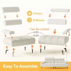 Canapé 3 places GustoWave, accoudoirs et appui-tête réglables sur 6 niveaux, canapés modernes en cuir PU avec deux canapés indépendants, beige