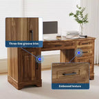 Bureau de direction - Bureau de ferme 58 avec rangement, bureau d'ordinateur de direction en bois, tiroir de clavier, tiroir de classement, pour le télétravail à domicile
