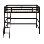 Lit mezzanine en bois massif Okak, avec échelle et barrières de sécurité, Lit haut et minimaliste pour chambre d'enfant ou d'adolescent