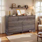 Commode à 7 tiroirs Karl Home en MDF (panneau de fibres à densité moyenne) marron, L. 137 cm