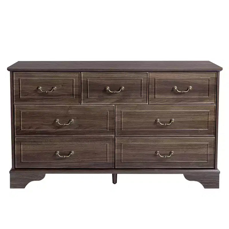 Commode à 7 tiroirs Karl Home en MDF (panneau de fibres à densité moyenne) marron, L. 137 cm