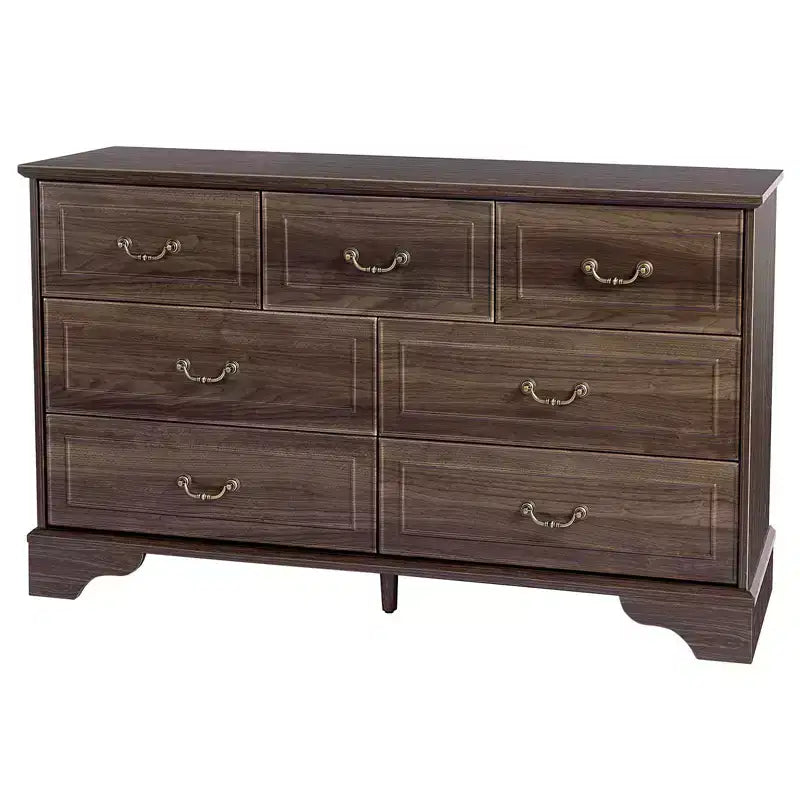 Commode à 7 tiroirs Karl Home en MDF (panneau de fibres à densité moyenne) marron, L. 137 cm