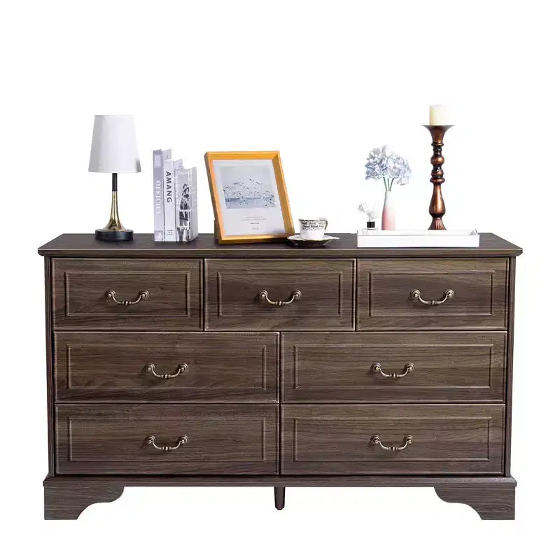 Commode à 7 tiroirs Karl Home en MDF (panneau de fibres à densité moyenne) marron, L. 137 cm