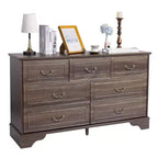 Commode à 7 tiroirs Karl Home en MDF (panneau de fibres à densité moyenne) marron, L. 137 cm