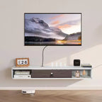 Meuble TV flottant VEVOR, Centre de divertissement mural de 120 cm avec trou pour câbles, Étagère TV flottante moderne avec armoire de rangement, Blanc