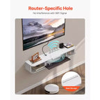 Meuble TV flottant VEVOR, Centre de divertissement mural de 120 cm avec trou pour câbles, Étagère TV flottante moderne avec armoire de rangement, Blanc