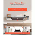 Meuble TV flottant VEVOR, Centre de divertissement mural de 120 cm avec trou pour câbles, Étagère TV flottante moderne avec armoire de rangement, Blanc