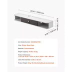 Meuble TV flottant VEVOR, Centre de divertissement mural de 120 cm avec trou pour câbles, Étagère TV flottante moderne avec armoire de rangement, Blanc