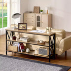 VEVOR Table Console Étroite, 140 cm, 3 Niveaux, Table d'Appoint Longue, Table de Couloir Étroite, Noire