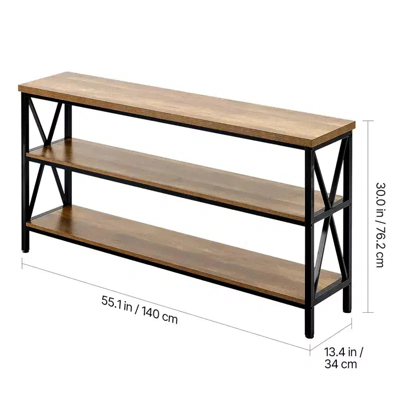 VEVOR Table Console Étroite, 140 cm, 3 Niveaux, Table d'Appoint Longue, Table de Couloir Étroite, Noire