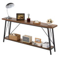VEVOR Narrow Console Sofa Table, 70.9 inches Behind Couch Table, 2-Tier Long Entryway Table and Skinny Hallway Table, Narrow Sofa Table,Brown