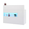 VEVOR Reception Desk, 47 Inch Rectangular Front Counter Table, Office Reception Desk with LED Light, 2 Drawers and Power Outlets, White