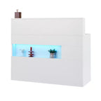 VEVOR Reception Desk, 47 Inch Rectangular Front Counter Table, Office Reception Desk with LED Light, 2 Drawers and Power Outlets, White