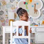 Bureau et chaise pour enfants Guidecraft Avery - Blanc : Bureau d'étude en bois pour filles avec tiroirs de rangement, poste de travail informatique pour enfants