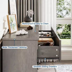 Commode 6 tiroirs GustoWave pour chambre à coucher, commode de ferme de 120 cm de large, commode double en bois rustique, organisateur de commodes de rangement pour salon