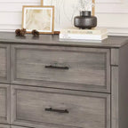 Commode 6 tiroirs GustoWave pour chambre à coucher, commode de ferme de 120 cm de large, commode double en bois rustique, organisateur de commodes de rangement pour salon