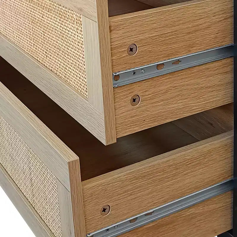 MAYEERTY Commode de rangement en rotin à 6 tiroirs pour chambre à coucher et salon, couleur naturelle