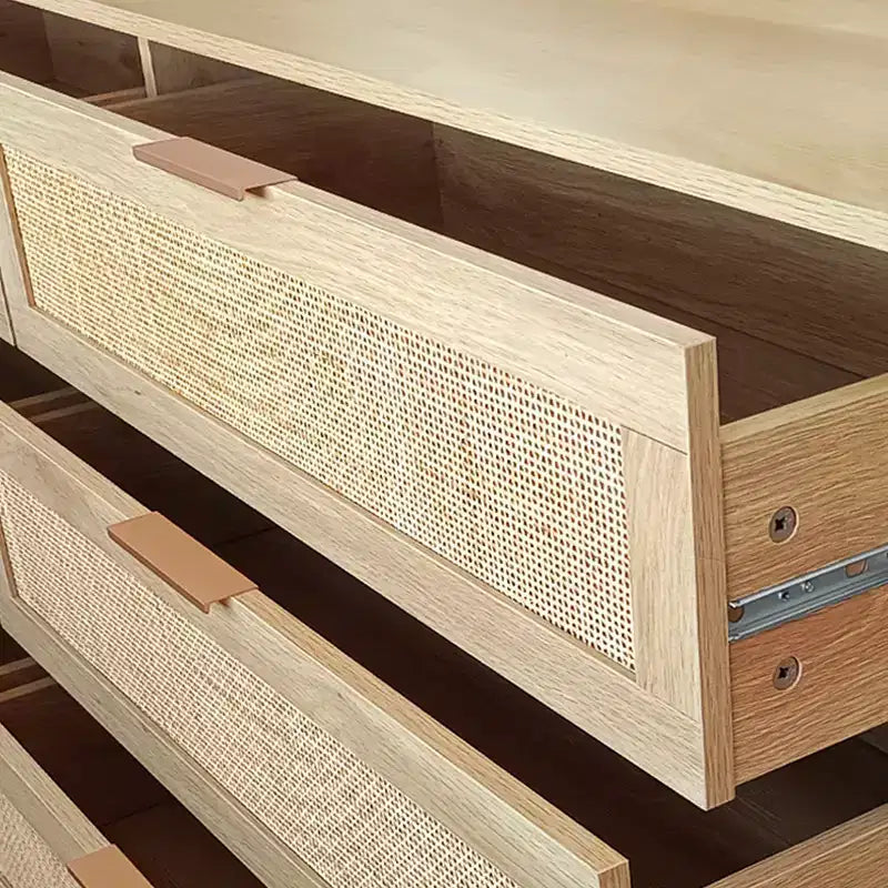 MAYEERTY Commode de rangement en rotin à 6 tiroirs pour chambre à coucher et salon, couleur naturelle