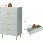 Commode moderne à 5 tiroirs - Grande capacité de rangement avec poignées dorées pour Chambre et Salon