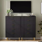 Commode moderne à 5 tiroirs - Grande capacité de rangement avec poignées dorées pour Chambre et Salon