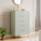 Commode moderne à 5 tiroirs - Grande capacité de rangement avec poignées dorées pour Chambre et Salon