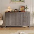 Buffet enfilade cannelé de 118 cm avec 2 portes et 3 tiroirs, meuble console d'appoint pour entrée, salon, salle à manger