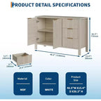 Buffet enfilade cannelé de 118 cm avec 2 portes et 3 tiroirs, meuble console d'appoint pour entrée, salon, salle à manger