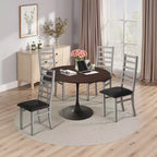 MAYEERTY Metal Dining Chairs Set of 4 Steel Legs and PU Leather Seats High Back Armless for Living Room Kitchen Gray