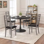 MAYEERTY Lot de 4 chaises de salle à manger en métal avec pieds en acier et sièges en cuir PU, dossier haut sans accoudoirs, pour salon et cuisine, gris