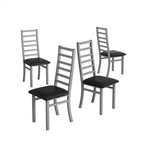 MAYEERTY Lot de 4 chaises de salle à manger en métal avec pieds en acier et sièges en cuir PU, dossier haut sans accoudoirs, pour salon et cuisine, gris