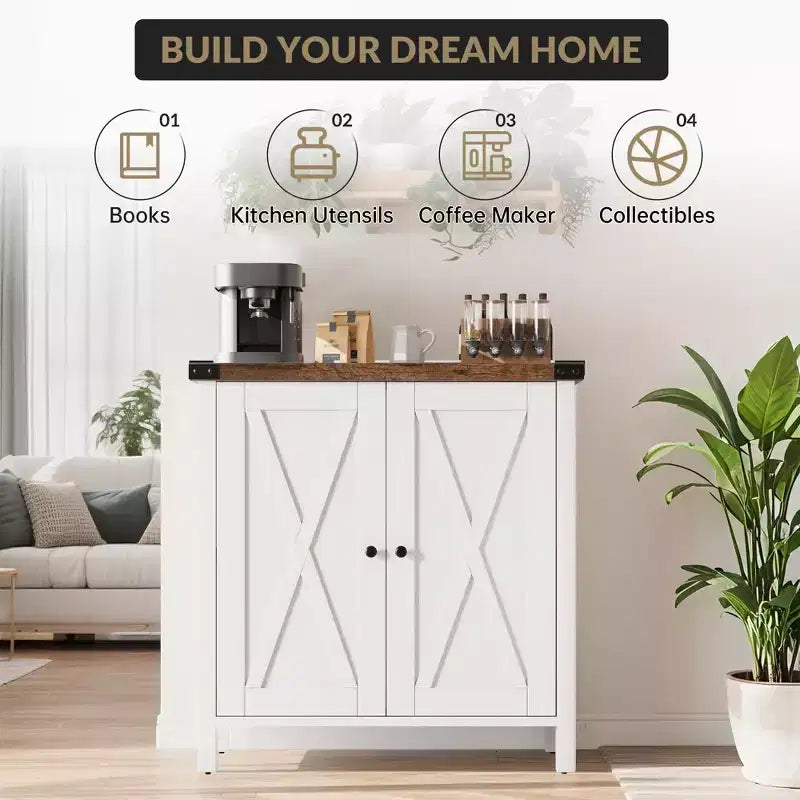 29.9 Buffet Bahut avec Étagères Réglables et 2 Portes, Meuble d'Appoint Console pour Entrée
