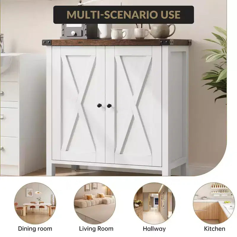 29.9 Buffet Bahut avec Étagères Réglables et 2 Portes, Meuble d'Appoint Console pour Entrée