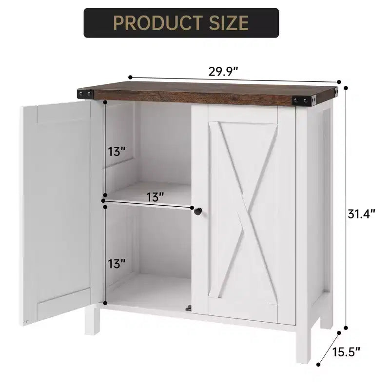 29.9 Buffet Bahut avec Étagères Réglables et 2 Portes, Meuble d'Appoint Console pour Entrée