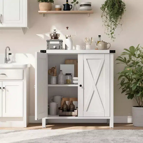 29.9 Buffet Bahut avec Étagères Réglables et 2 Portes, Meuble d'Appoint Console pour Entrée